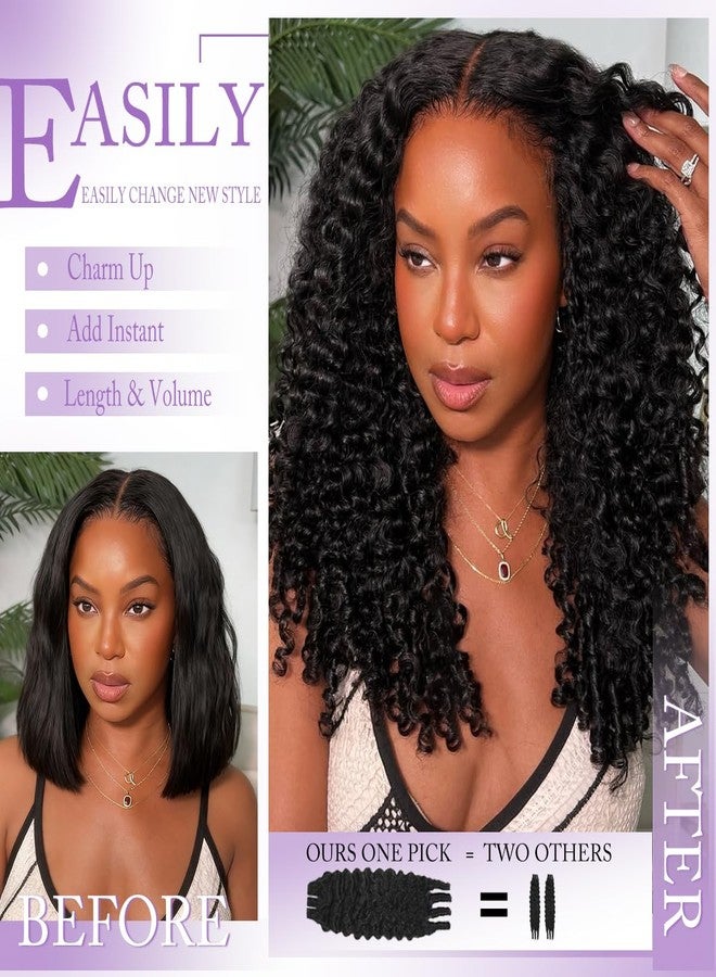 Tahikie Burmese Curly Clip in Hair Extensions Real Human Hair Brazilian Hair Clip ins for Black Women Spirally Curly Classic Clips Ins with 8PCs 18Clips 120g Natural Black (Burmese curly #1B, 16 Inch) - Image 2